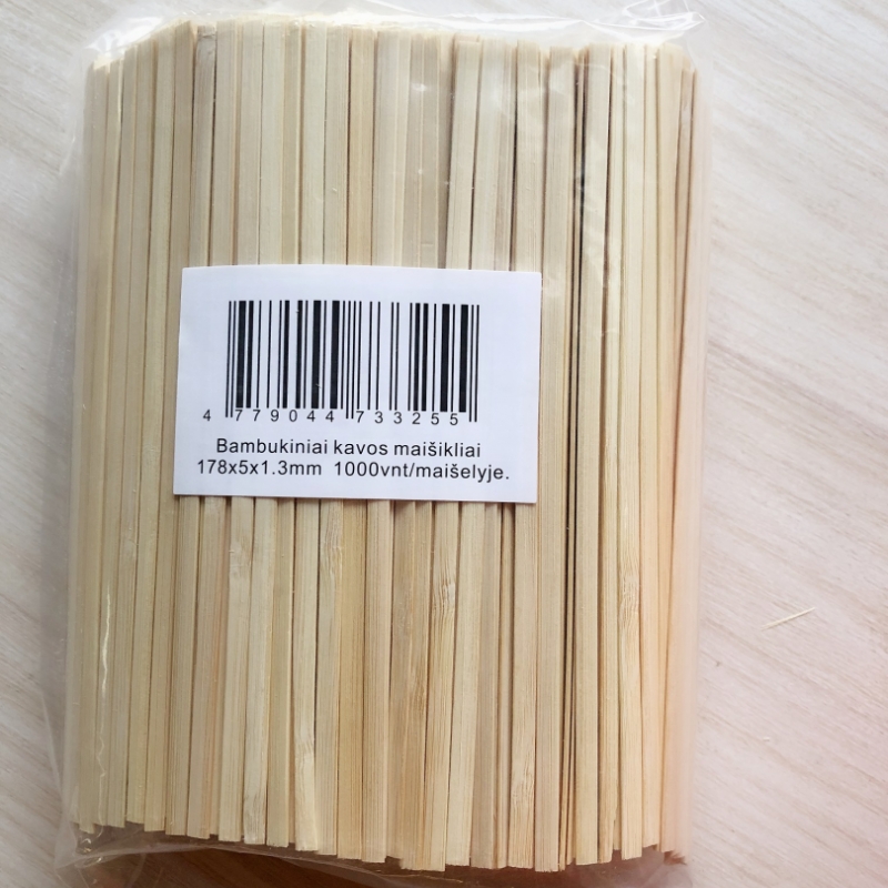 Bambukiniai kavos maišikliai 178x5 mm, 1000vnt/dėž
